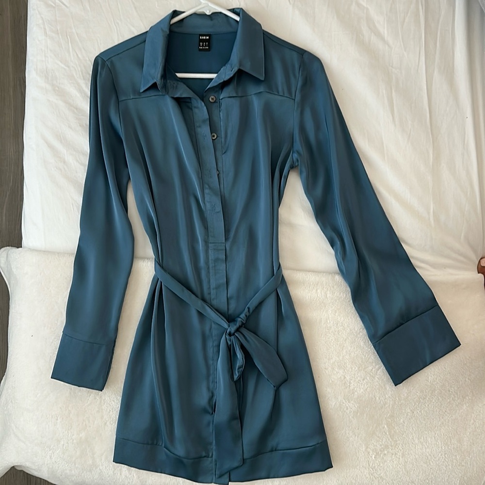Blue satin dress